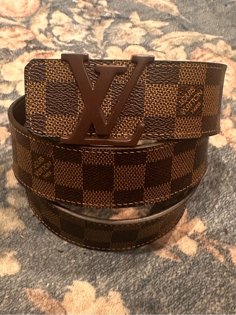 Louis Vuitton Brown Damier Canvas Belt with LV Buckle